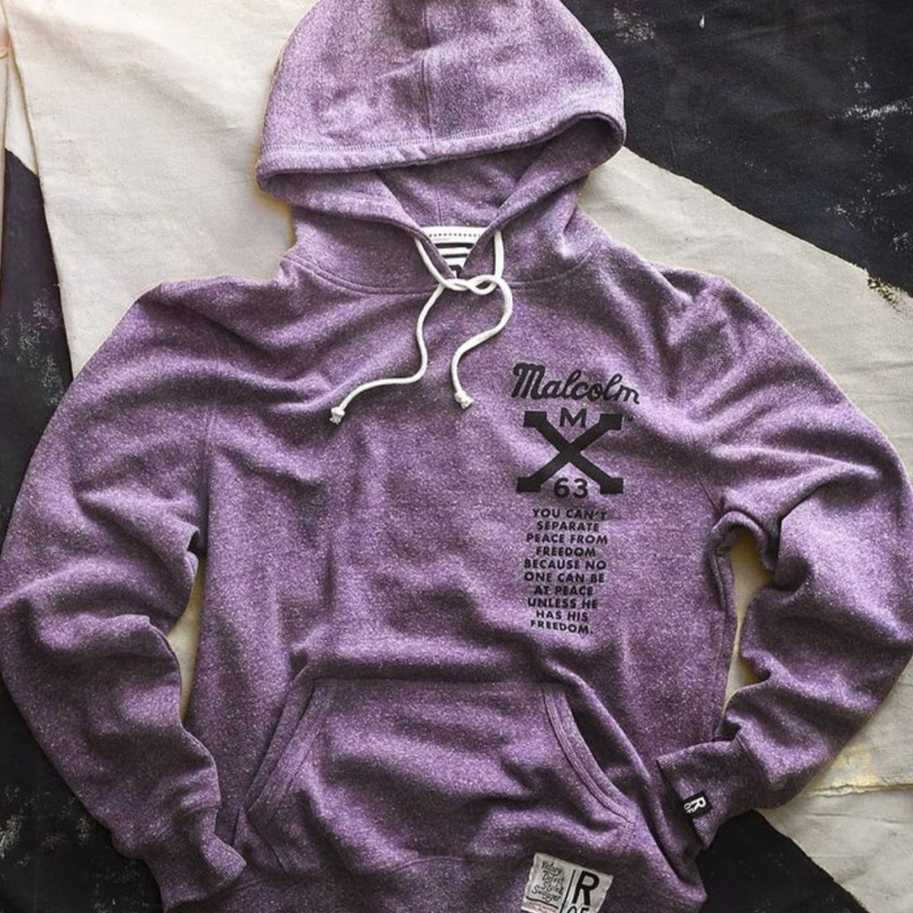 Roots Of Fight Malcolm X Hoodie Rare Out Of Print Mens X Large Purple